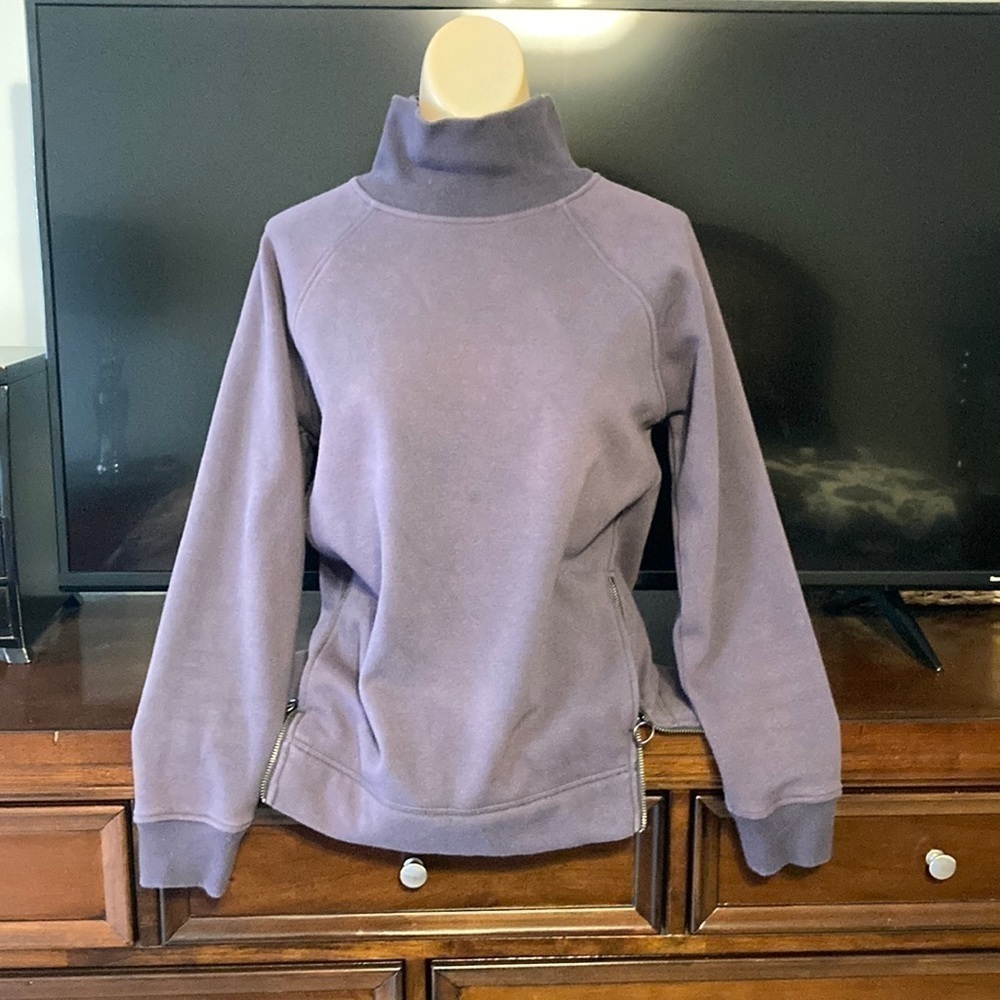 ATHLETA COZY KARMA SIZE XS PURPLE PULLOVER SIDE ZIP